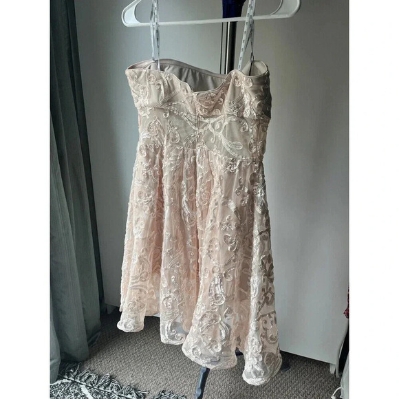 Sho Tadashi Rose Mist Embroidered Mesh Strapless Illusion Fit & Flare Dress - Picture 2 of 7